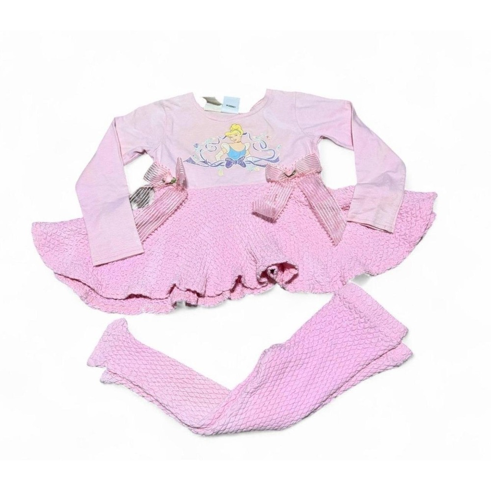 Vintage Disney Store‎ Cinderella Girls Dress & Leggings Set Pink Size 5/6